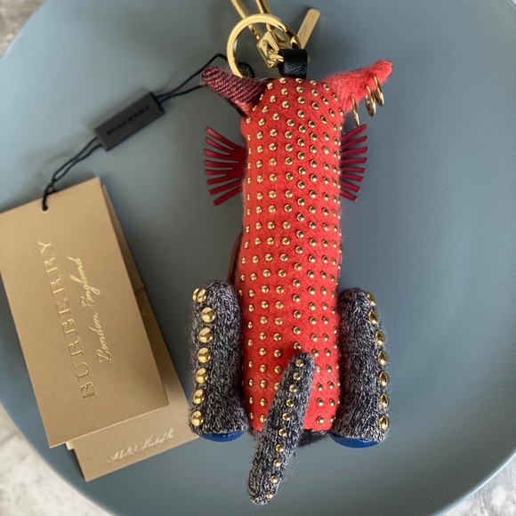 NEW Burberry Rufus Cat Studded Key Charm - Picture 5 of 7